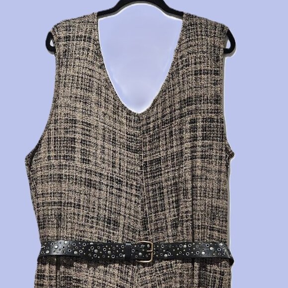 LULAROE BLACK TAN JUMPSUIT W LEATHER BELT SCOOP NECK POCKETS WIDE LEG  3X - Picture 1 of 6